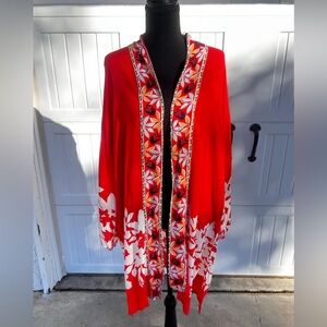 Billabong red floral kimono